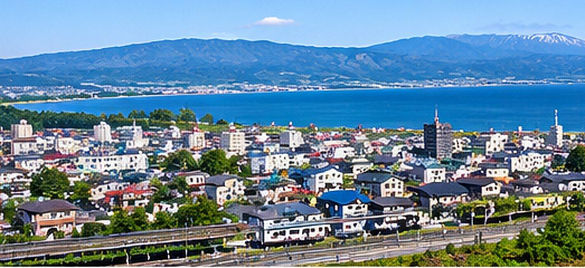北海道伊達市の街並みと海